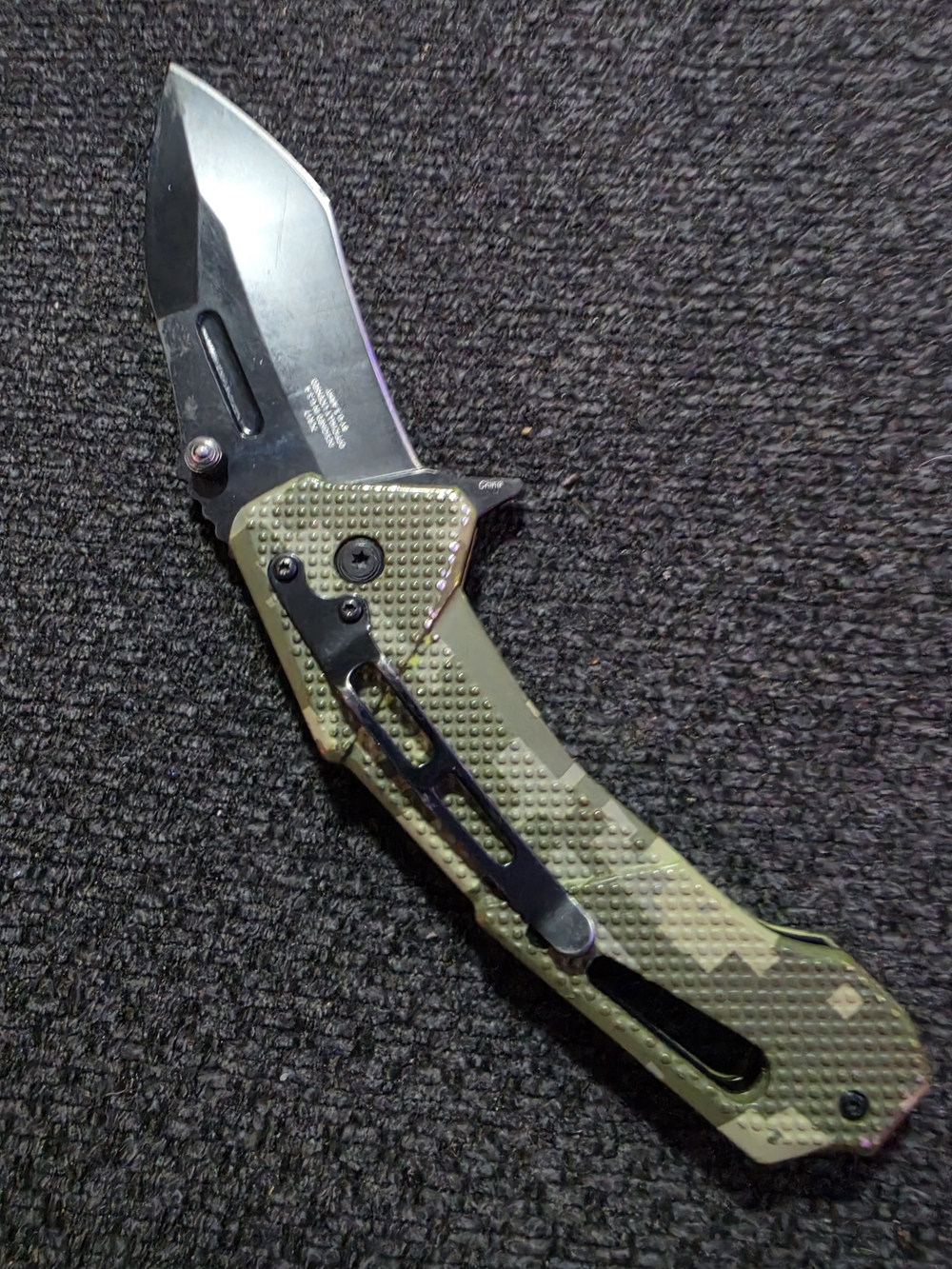 Tactical Folding Pocket Knife - Olive Green - US ARMY